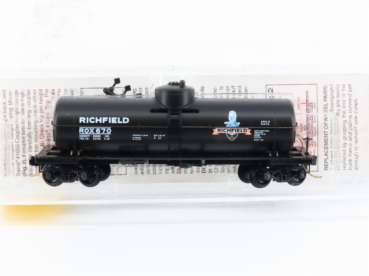 N Scale Micro-Trains MTL 65430 ROX Richfield Oil 39&#39; Single Dome Tank Car #670