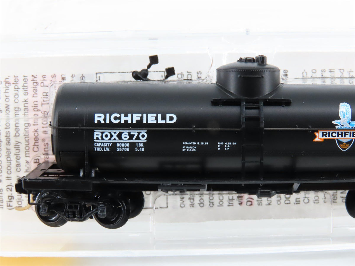 N Scale Micro-Trains MTL 65430 ROX Richfield Oil 39&#39; Single Dome Tank Car #670