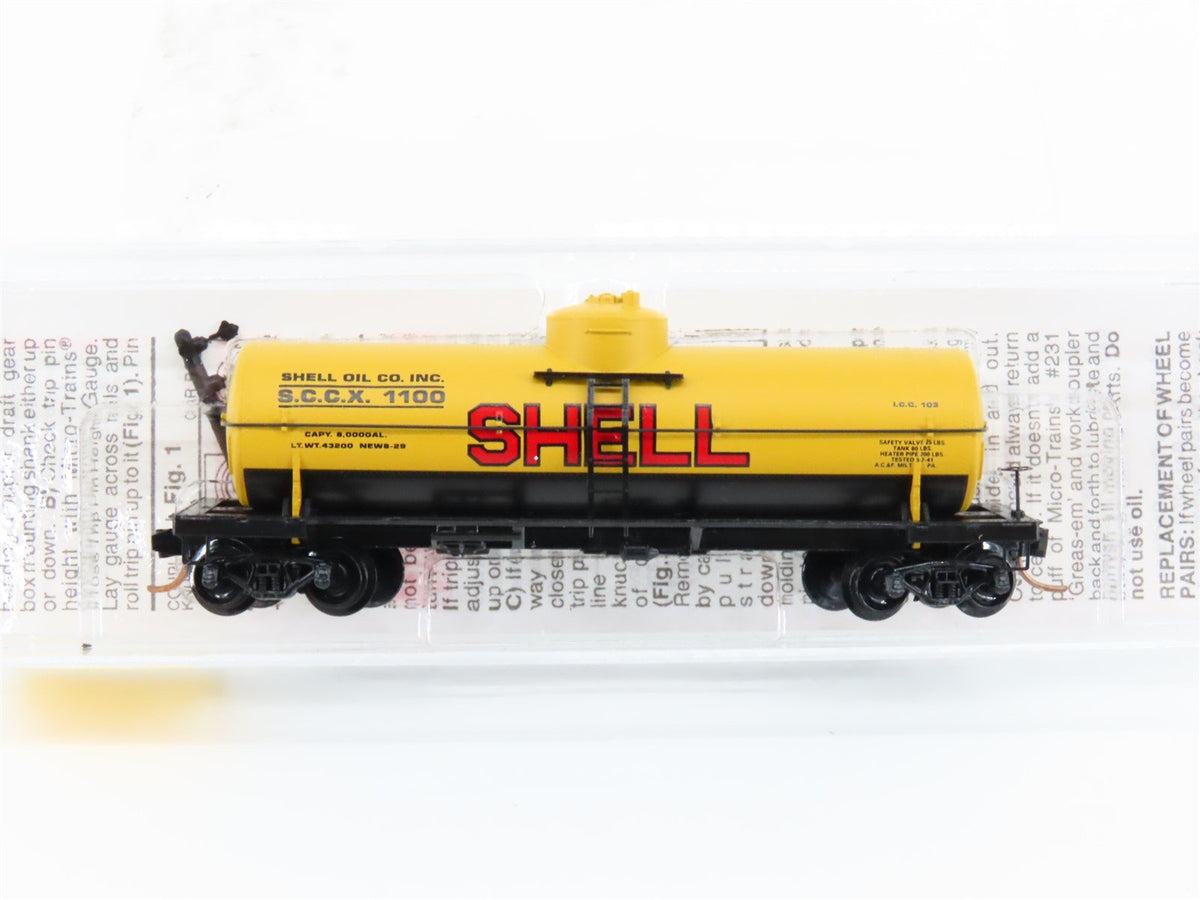 N Scale Micro-Trains MTL 65090/3 SCCX Shell Oil 39&#39; Single Dome Tank Car #1100