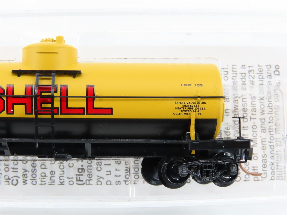 N Scale Micro-Trains MTL 65090/3 SCCX Shell Oil 39&#39; Single Dome Tank Car #1100