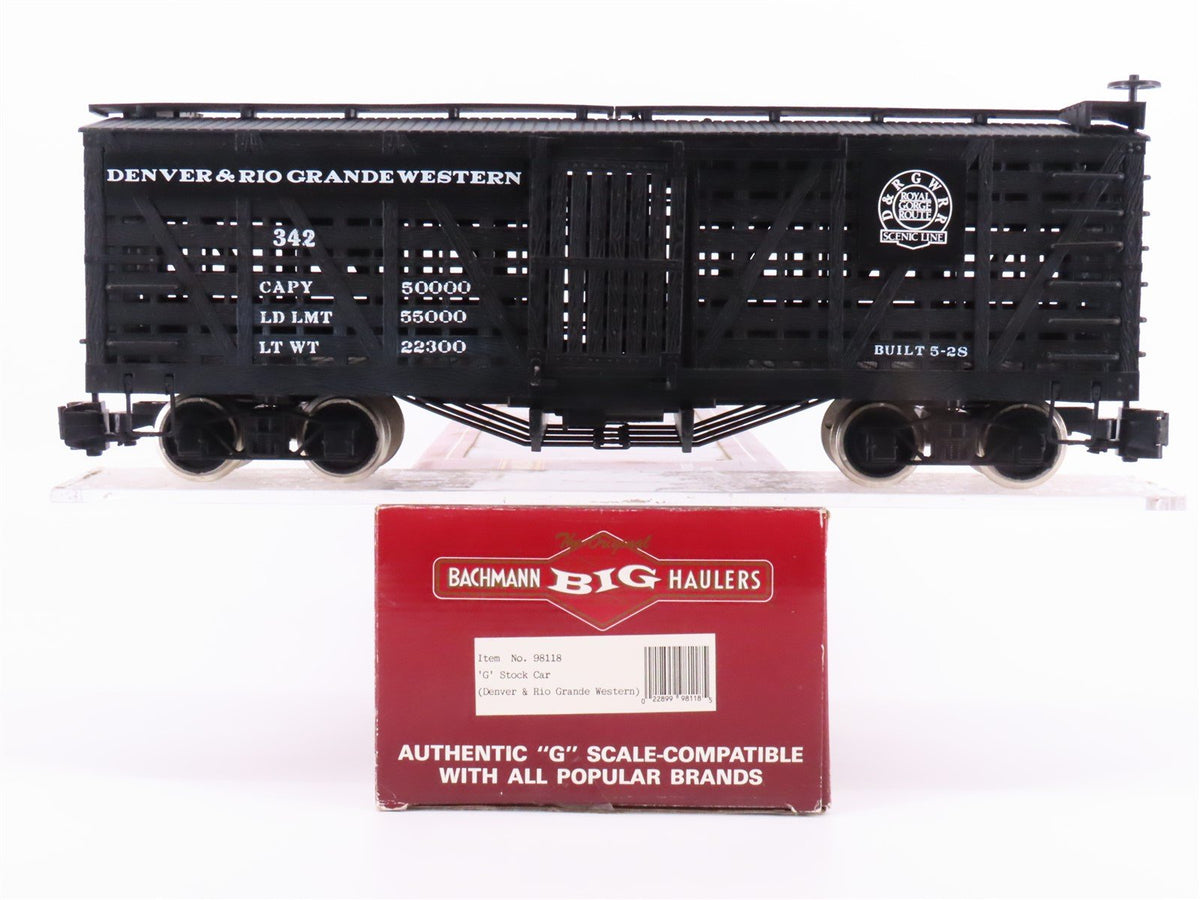 G Scale Bachmann 98118 DRGW Rio Grande Wood Sided Stock Car #342