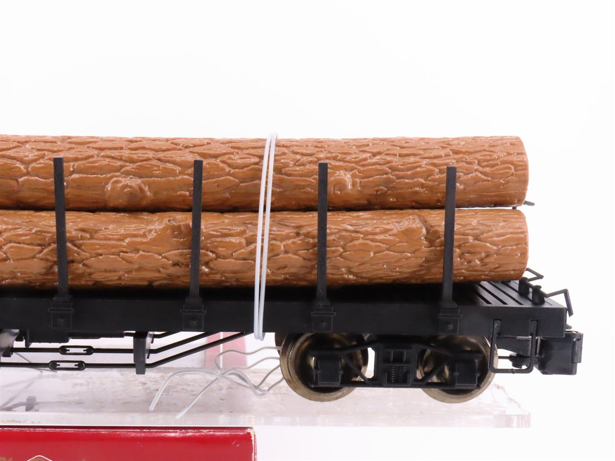 G Scale Bachmann 98470 Unlettered Black Stake Flatcar w/ Log Loads