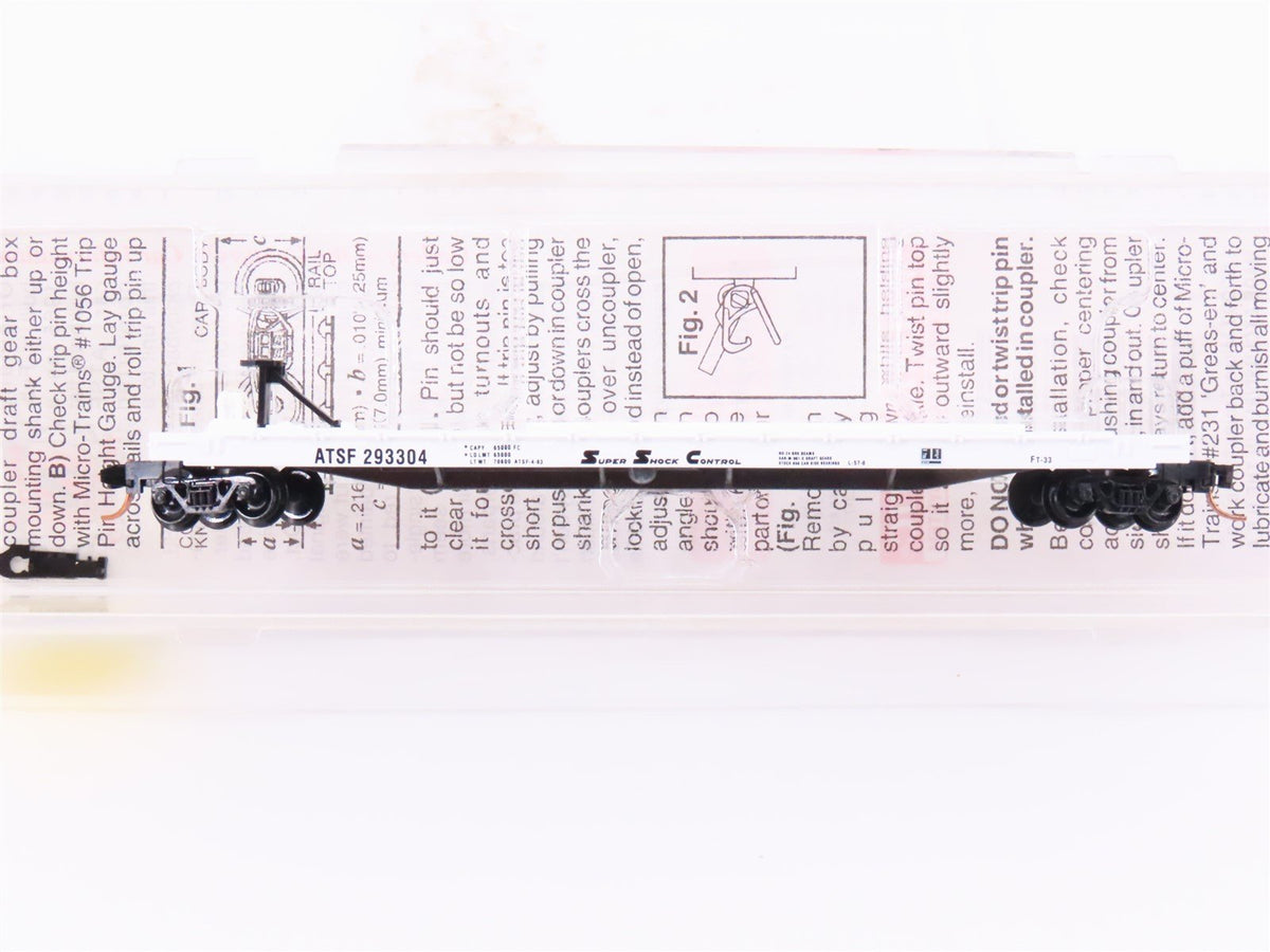 N Scale Micro-Trains MTL 64010 ATSF Santa Fe Railroad 57&#39; 6&quot; Flat Car #293304