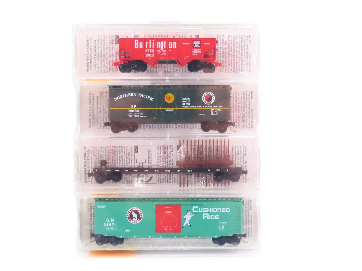 N Scale Micro-Trains MTL 21212 SP&amp;S/GN/NP/CB&amp;Q Fallen Flags Freight Cars 4-Pack