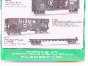 N Scale Micro-Trains MTL 21212 SP&S/GN/NP/CB&Q Fallen Flags Freight Cars 4-Pack