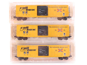 N Scale Micro-Trains MTL 25502 MP Railbox 50' Single Door Box Cars Sealed 3-Pack