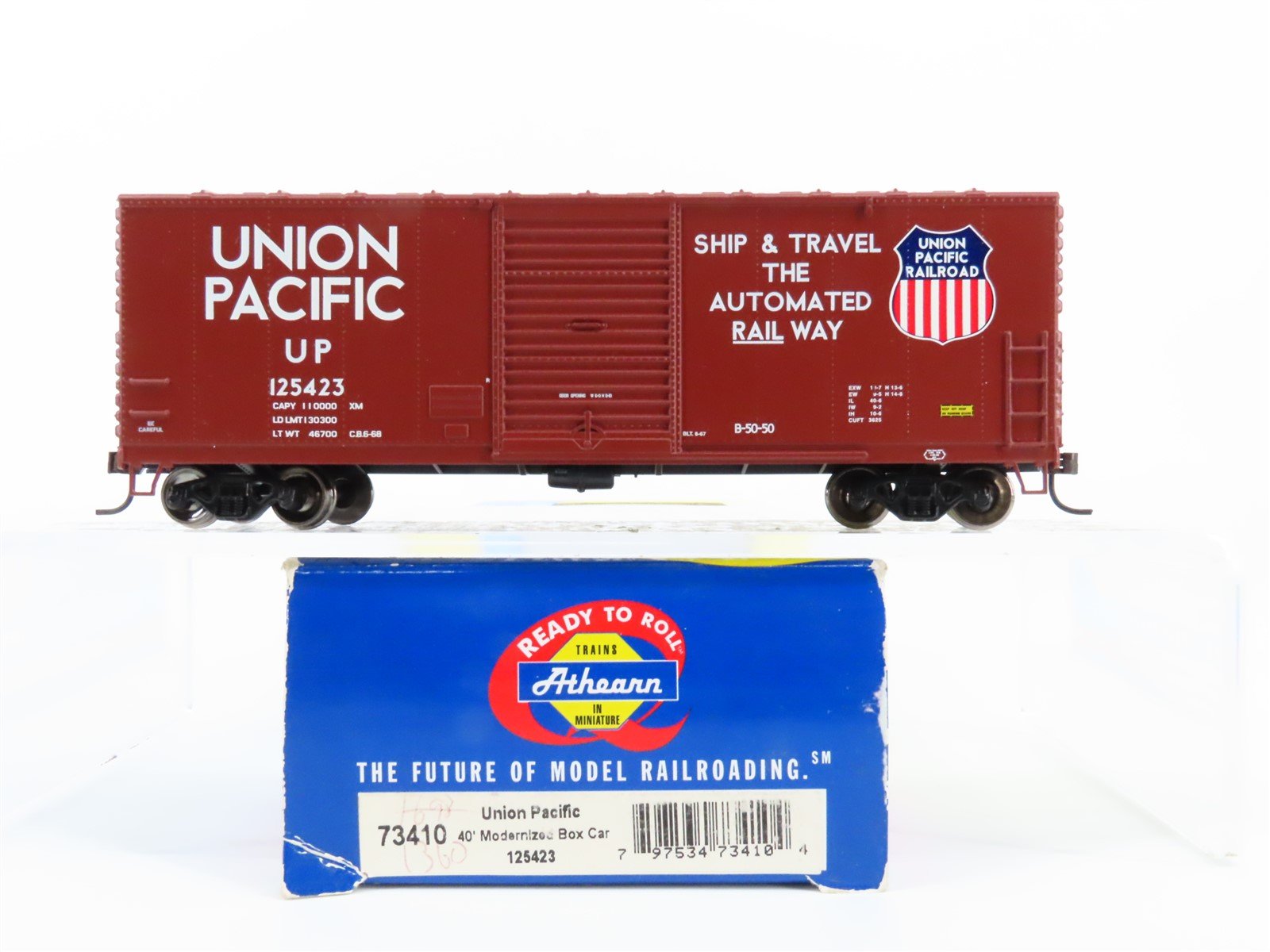 HO Scale Athearn 73410 UP Union Pacific Railroad 40' Single Door Box Car #125423