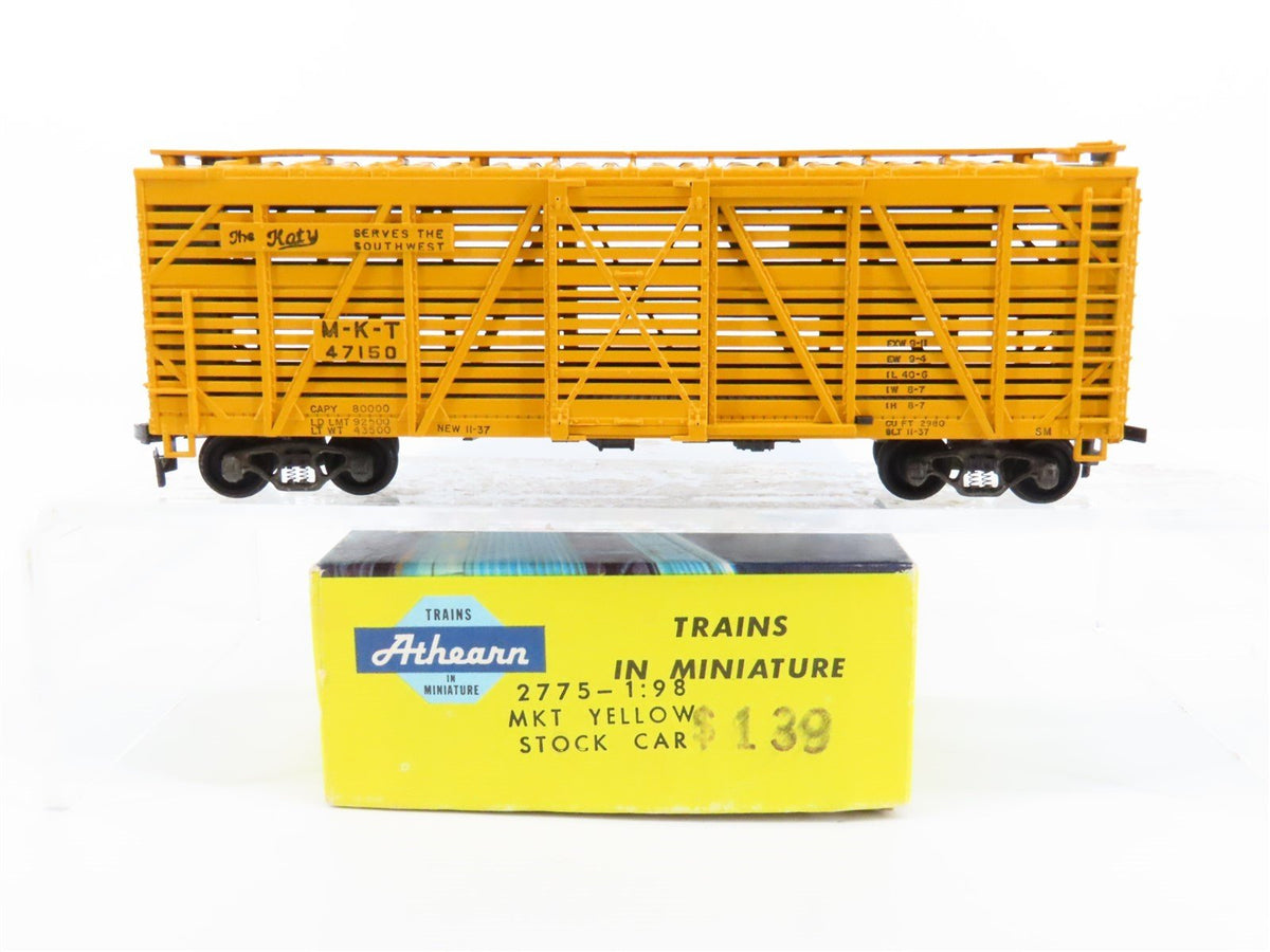 HO Scale Athearn 2775-1:98 MKT &quot;The Katy&quot; Yellow 40&quot; Stock Car #47150