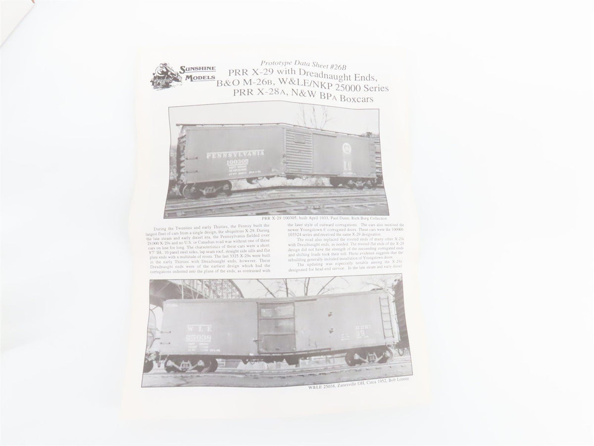 HO Scale Sunshine Models Resin Kit #26.12 PRR Pennsylvania X-29 Box Car