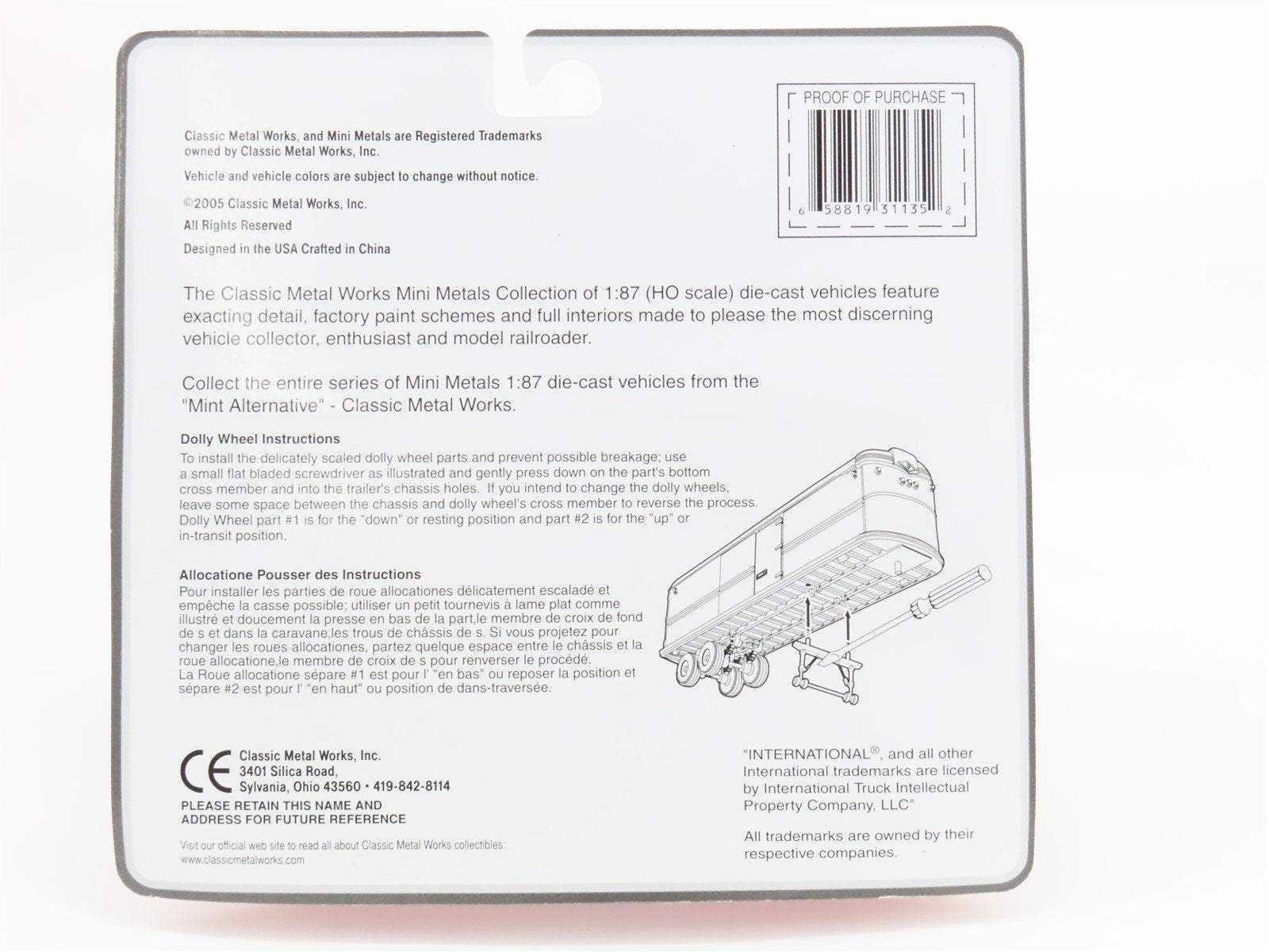 HO CMW Mini Metals 31135 Consolidated Freightways Tractor w/ 32' Trailer Set