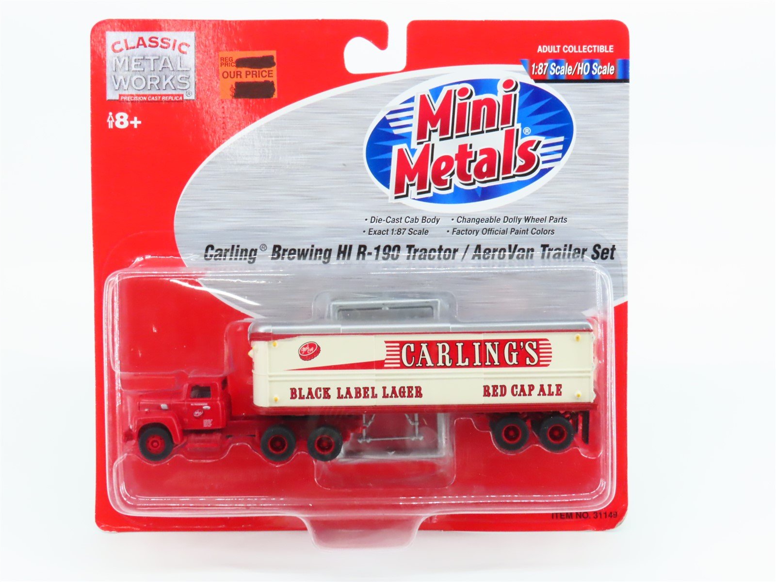 HO Scale CMW Mini Metals 31149 Carling Brewing Tractor w/ Aerovan Trailer Set