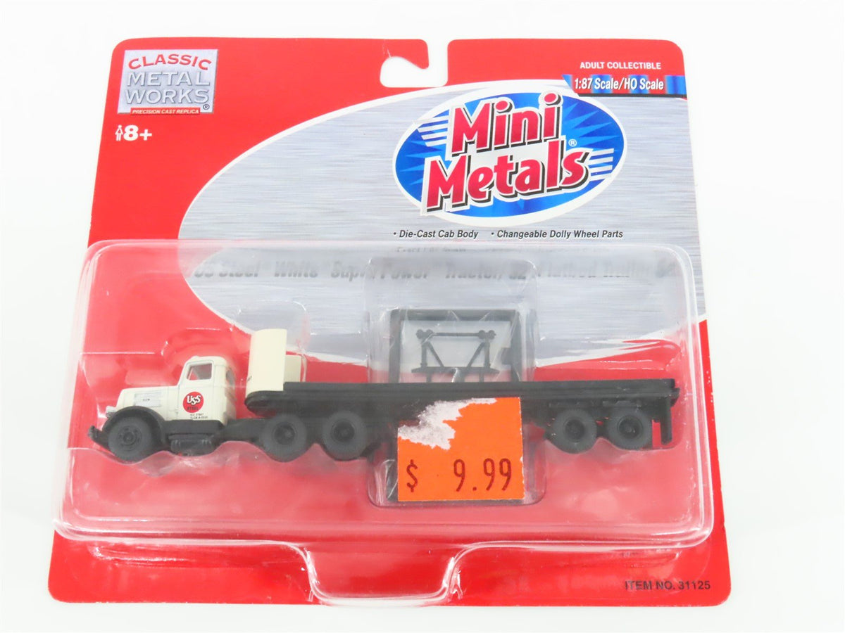 HO Scale CMW Mini Metals 31125 US Steel Tractor w/ 32&#39; Flatbed Trailer Set
