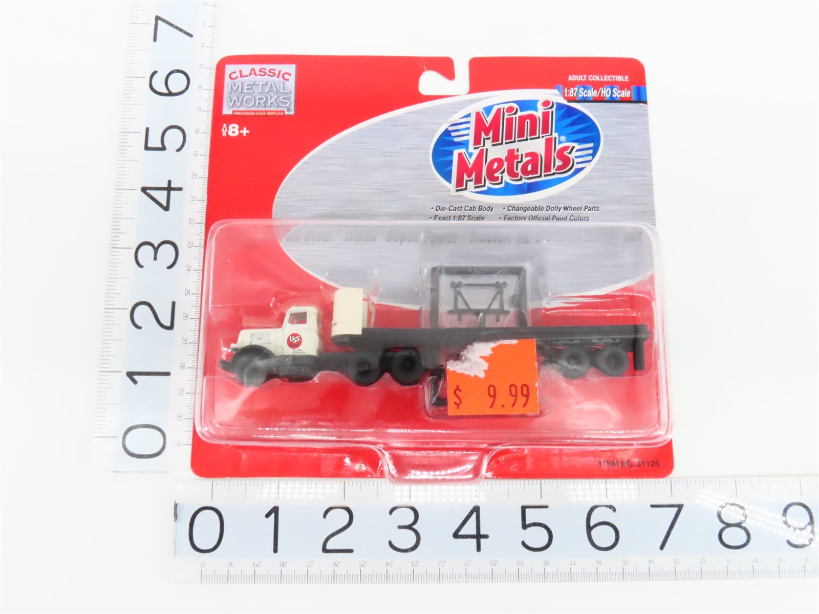 HO Scale CMW Mini Metals 31125 US Steel Tractor w/ 32' Flatbed Trailer Set