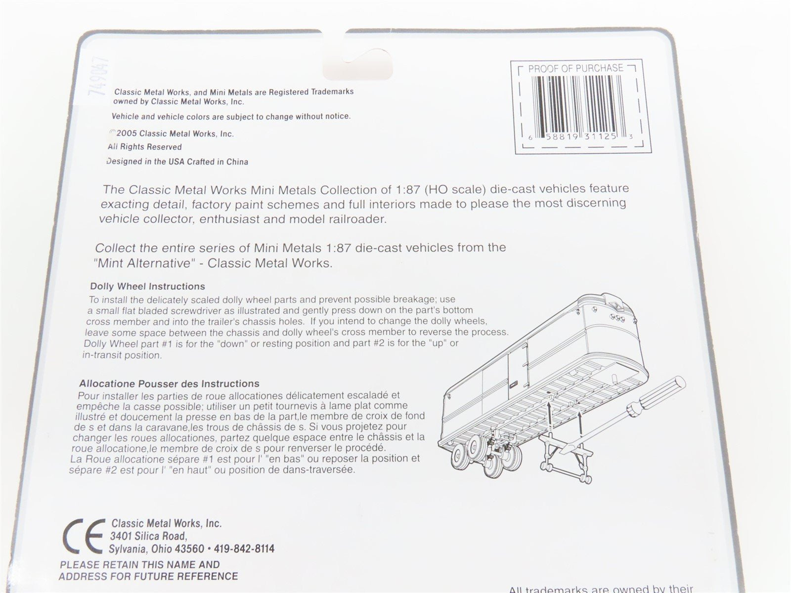 HO Scale CMW Mini Metals 31125 US Steel Tractor w/ 32' Flatbed Trailer Set