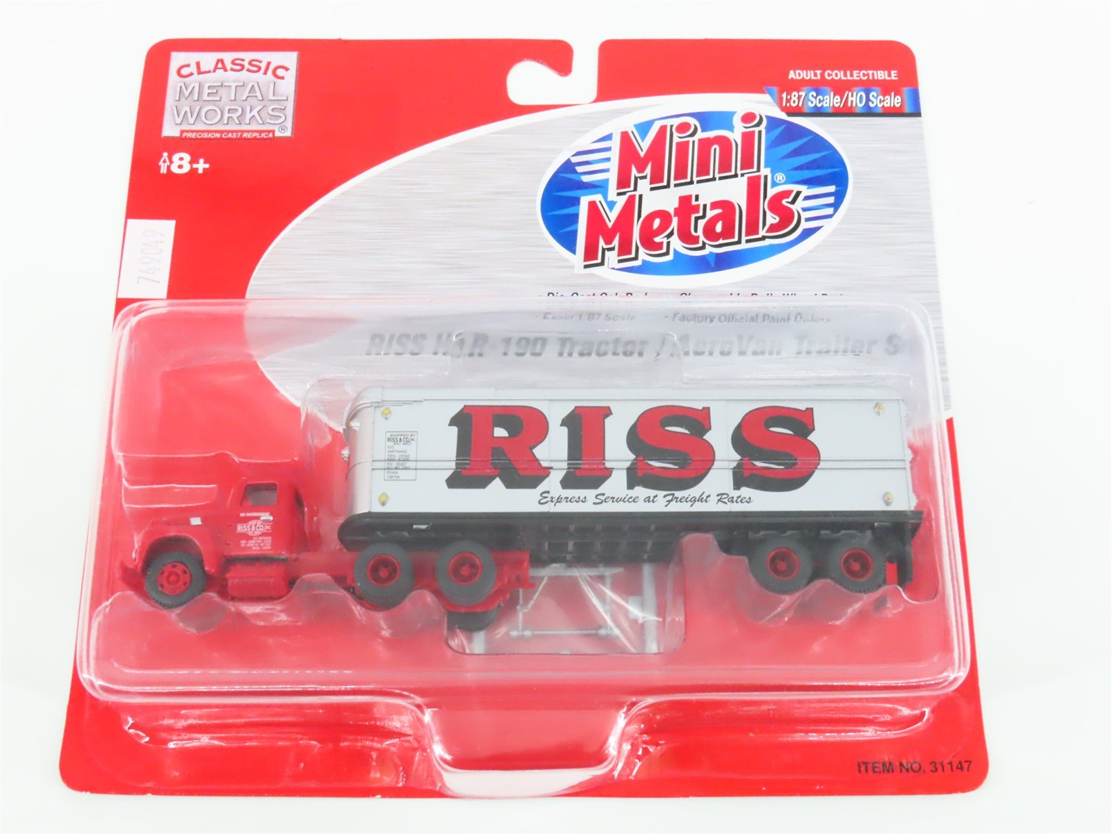 HO Scale CMW Mini Metals 31147 RISS HI R-190 Tractor w/ Aerovan Trailer Set
