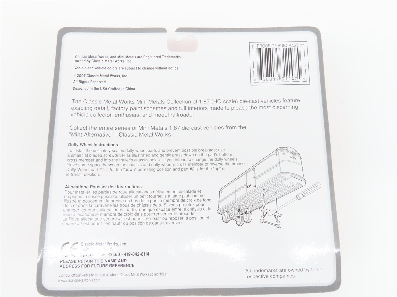 HO Scale CMW Mini Metals 31147 RISS HI R-190 Tractor w/ Aerovan Trailer Set