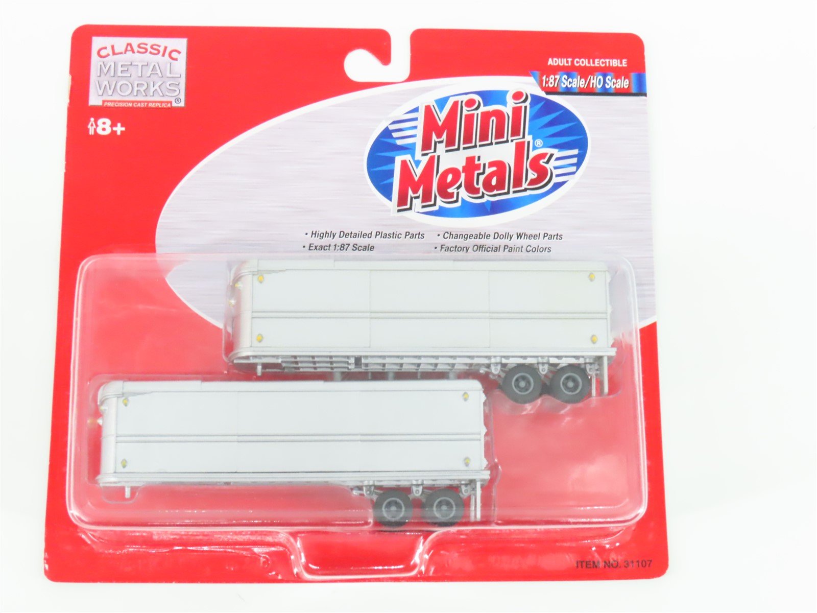 HO Scale CMW Mini Metals #31107 Undecorated 32' Aerovan Trailer Set - SEALED