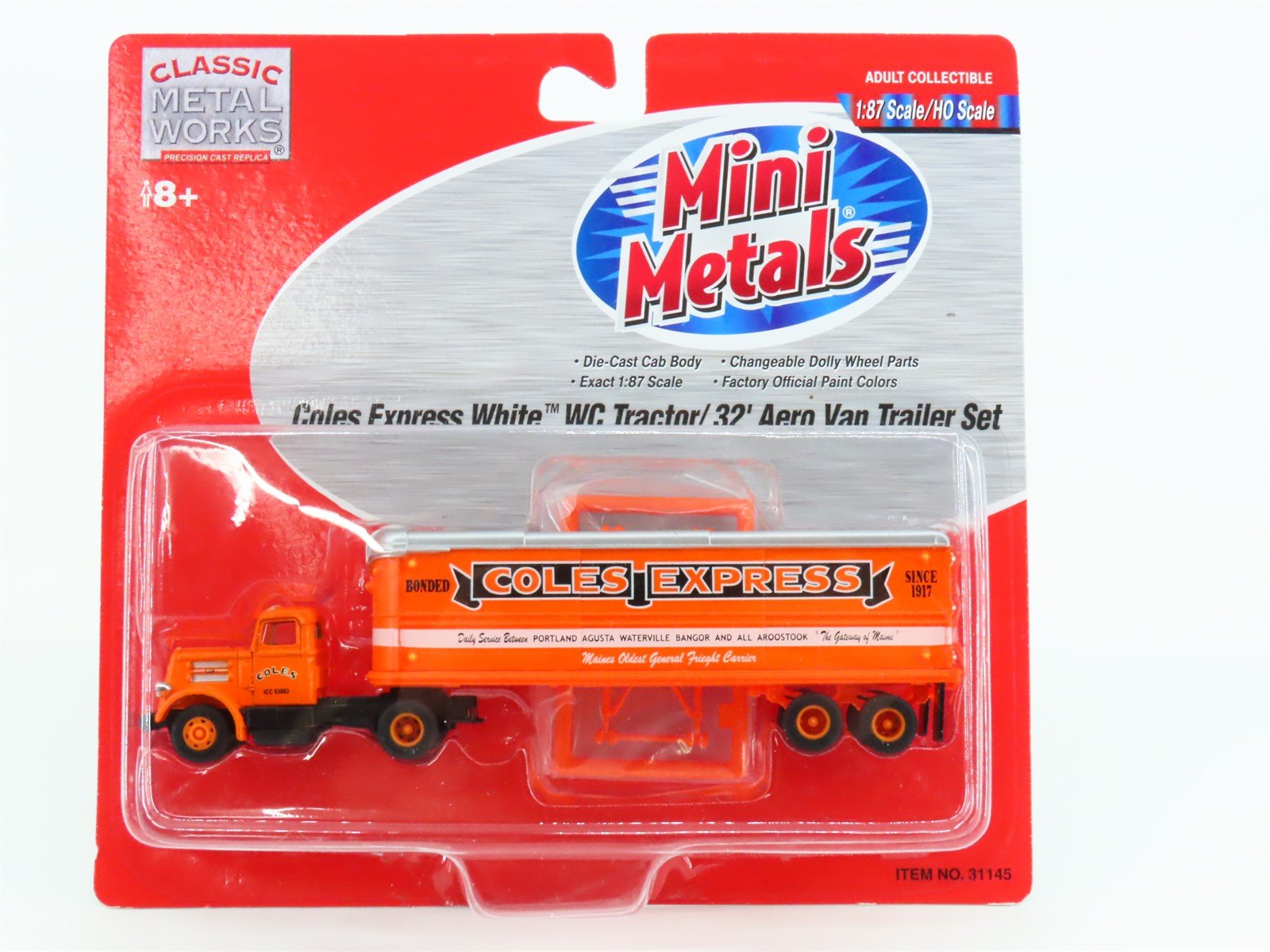 HO CMW Mini Metals 31145 Coles Express Tractor w/ 32' Aero Van Trailer Set