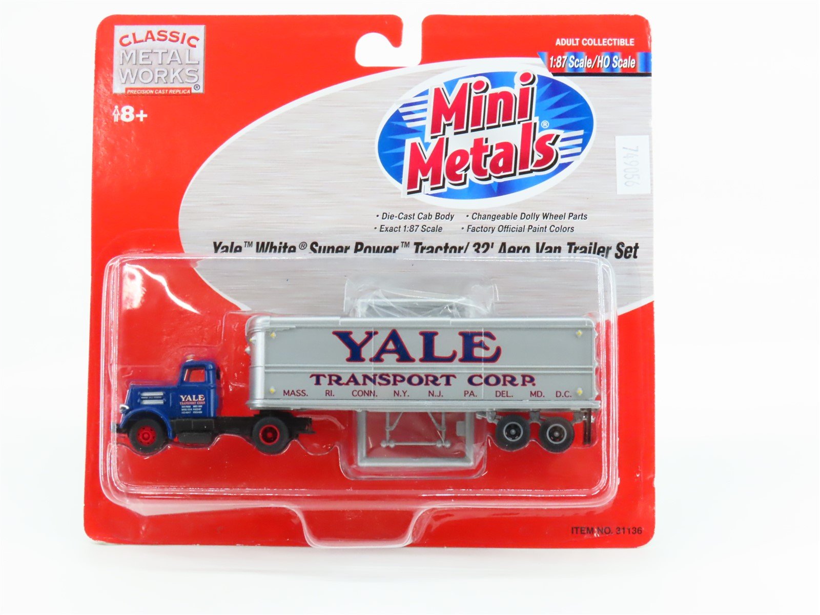 HO Scale CMW Mini Metals 31136 Yale Tractor w/ 32' Aero Van Trailer Set