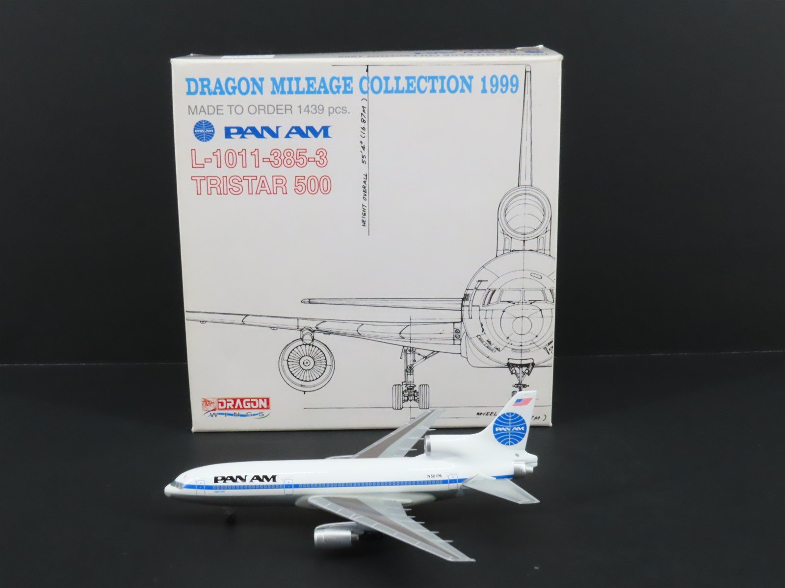 1:400 Dragon Wings 55099 Die-Cast Pan Am Lockheed L-1011-385-3 TriStar Airliner