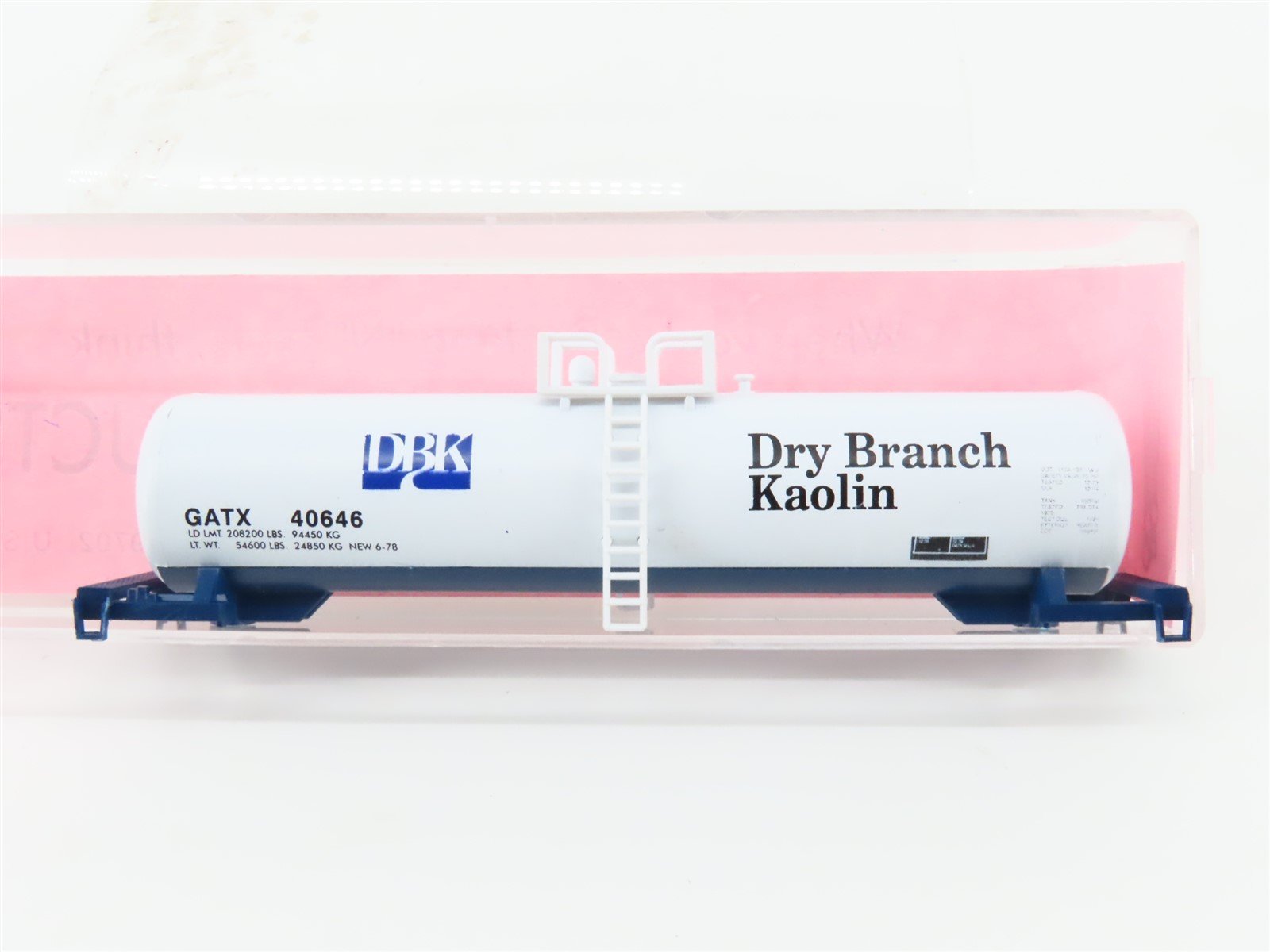 N Scale Roundhouse Kit #8880 GATX DBK Dry Branch Kaolin Tank Car #40646