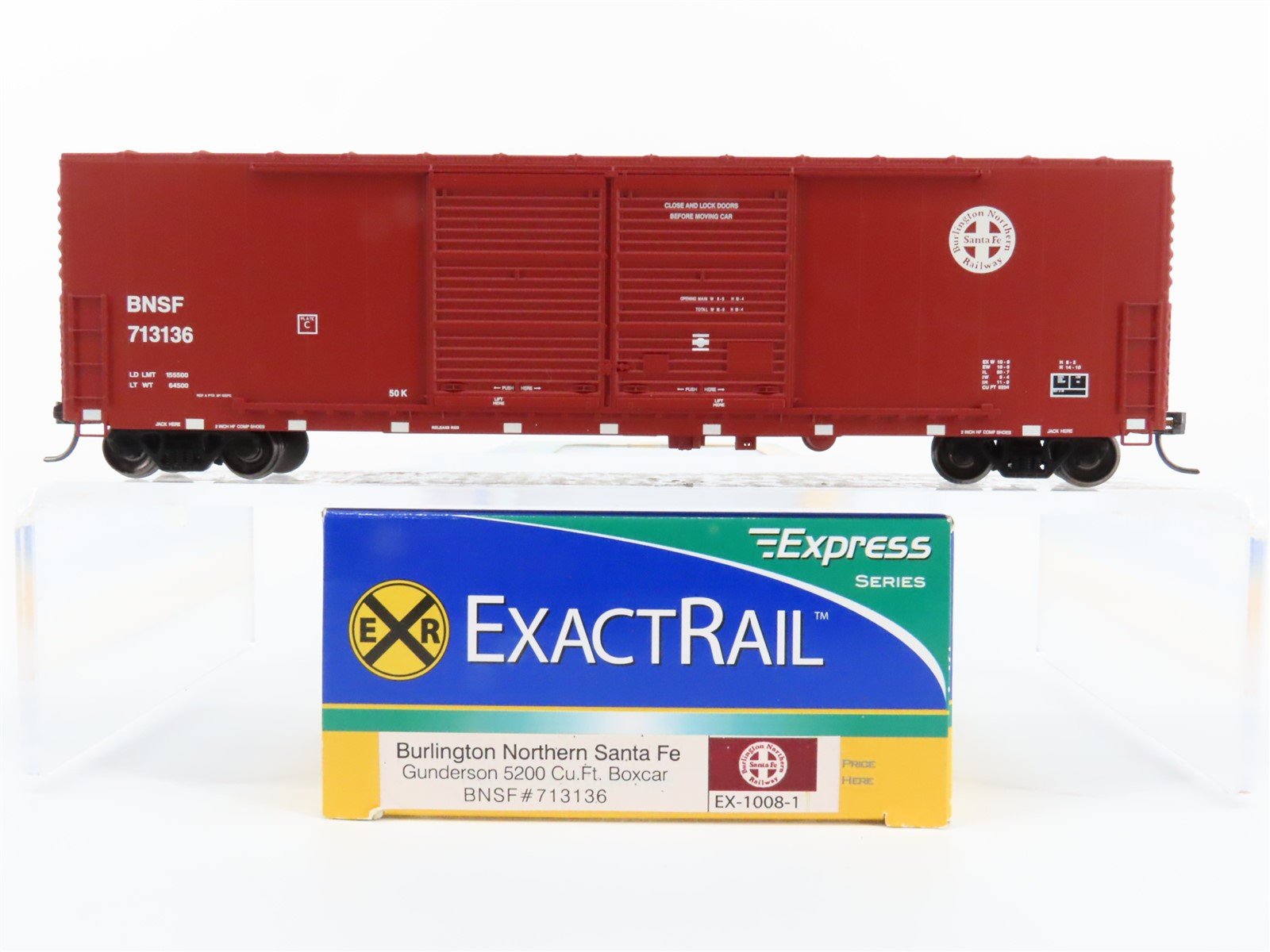 HO Scale ExactRail Express EX-1008-1 BNSF Railway Double Door Box Car #713136