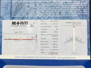 1:400 Gemini Jets GJUAL778 United McDonnell Douglas DC-8-71 Airliner N8177U