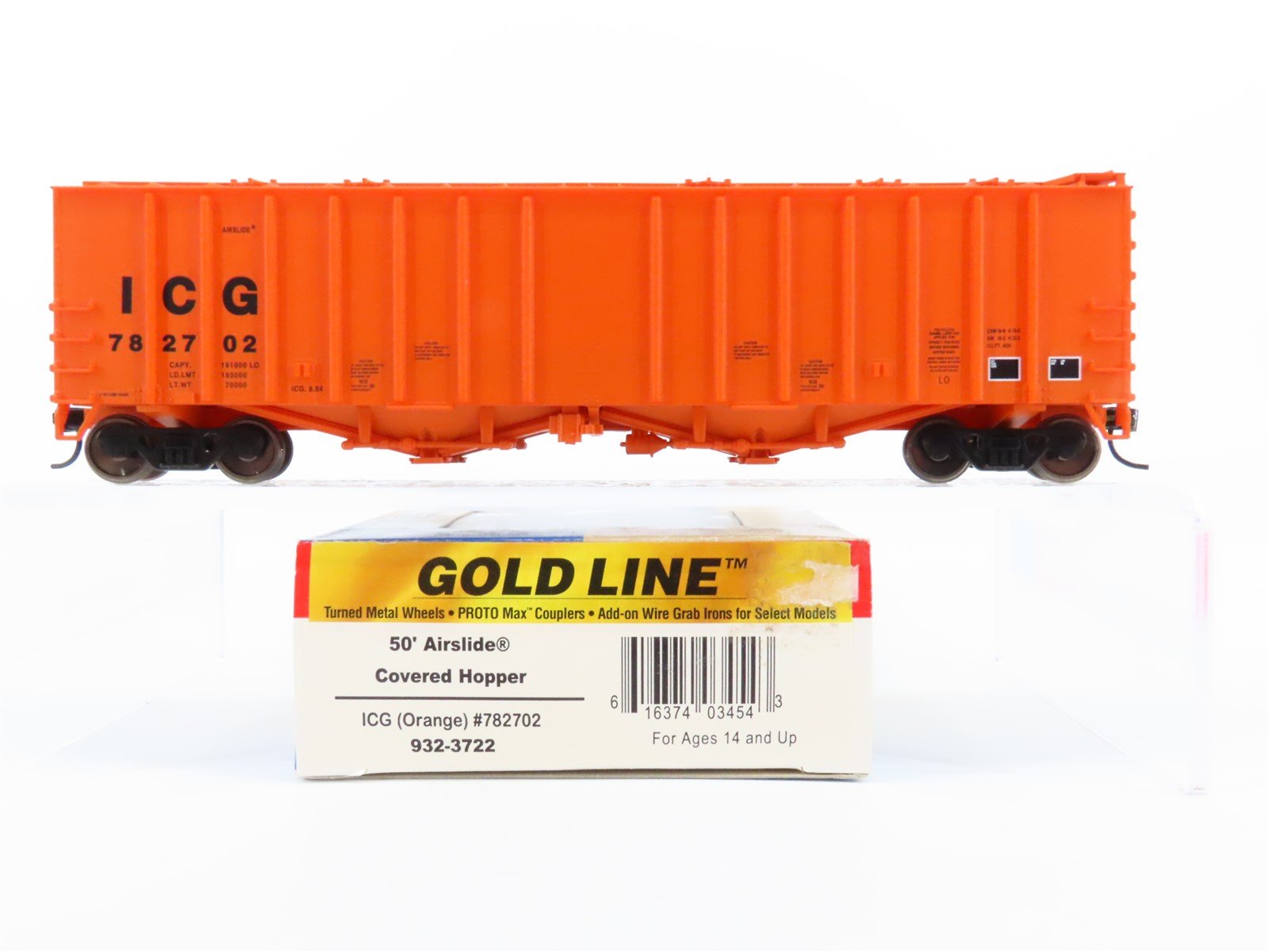 HO Scale Walthers Gold Line 932-3722 ICG 2-Bay Airslide Covered Hopper #782702