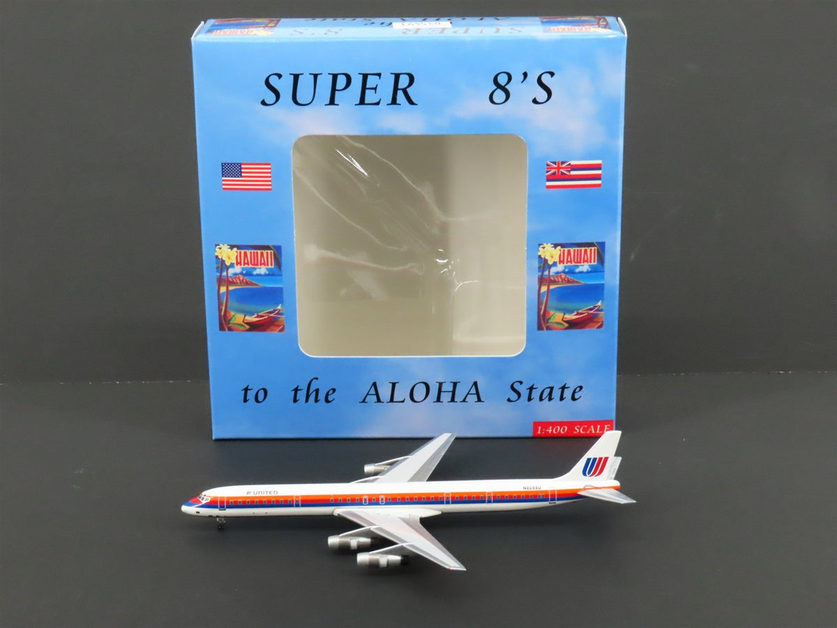 1:400 Super 8&#39;s to the Aloha State Die-Cast United 70&#39;s Paint DC-8-61 Airliner