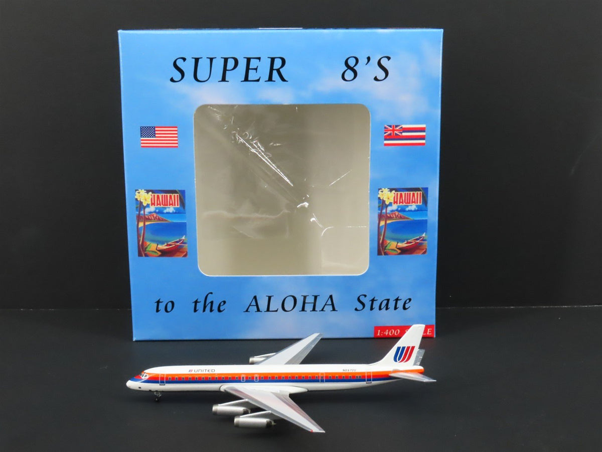 1:400 Super 8&#39;s to the Aloha State Die-Cast United 70&#39;s Paint DC-8-62 Airliner