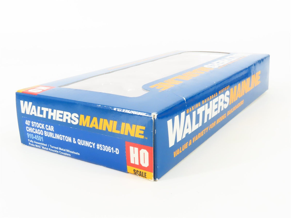 HO Scale Walthers Mainline 910-4501 CB&amp;Q Burlington Route 40&#39; Stock Car #53061