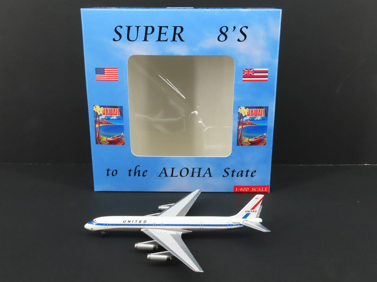 1:400 Super 8&#39;s to the Aloha State Die-Cast United 60&#39;s Paint DC-8-62 Airliner