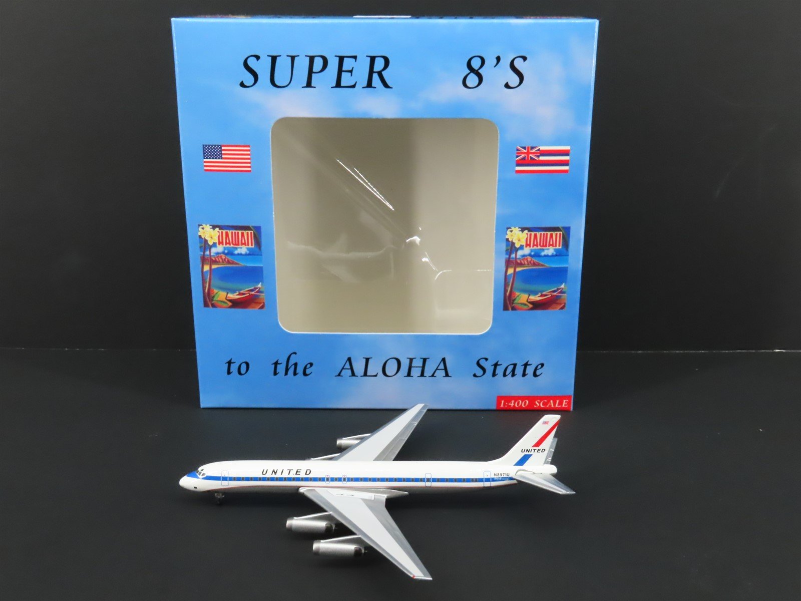 1:400 Super 8's to the Aloha State Die-Cast United 60's Paint DC-8-62 Airliner