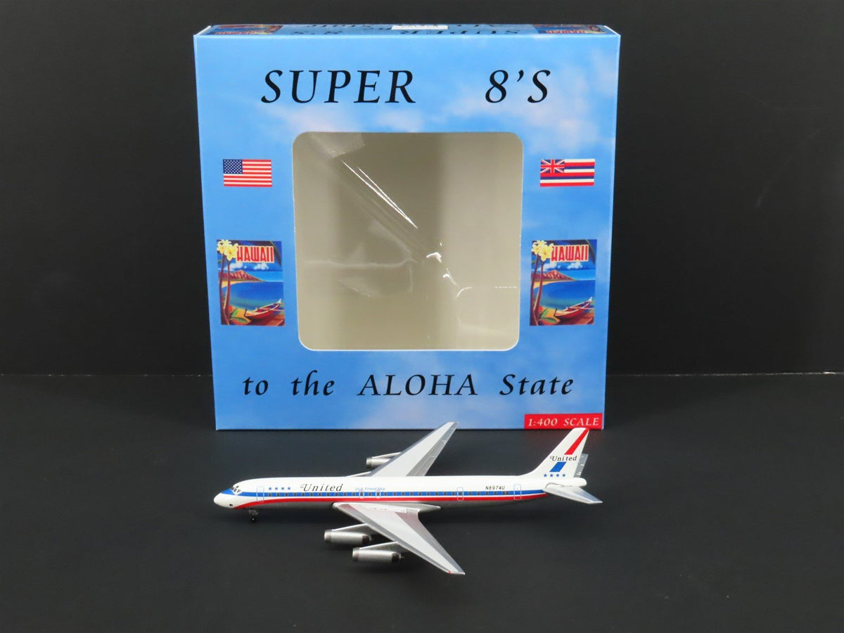 1:400 Super 8&#39;s to the Aloha State Die-Cast United 60&#39;s Paint DC-8-62 Airliner