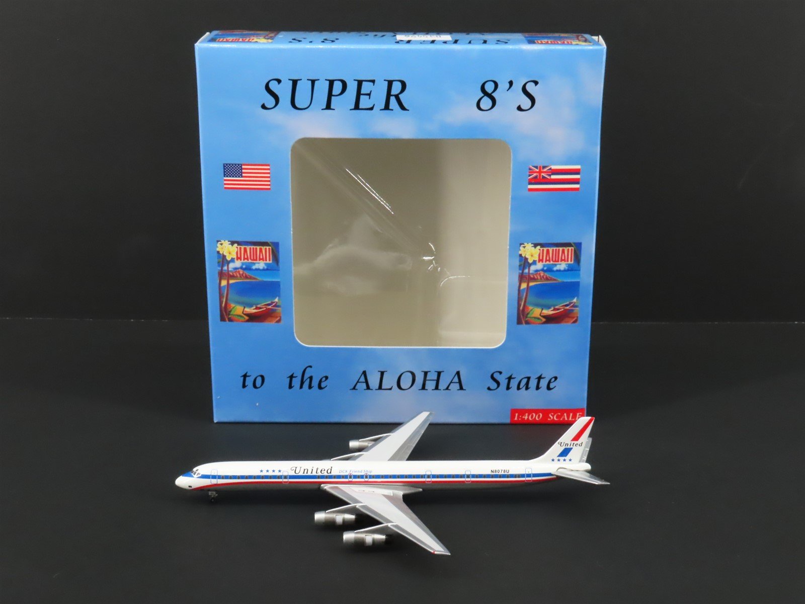 1:400 Super 8's to the Aloha State Die-Cast United 60's Paint DC-8-61 Airliner