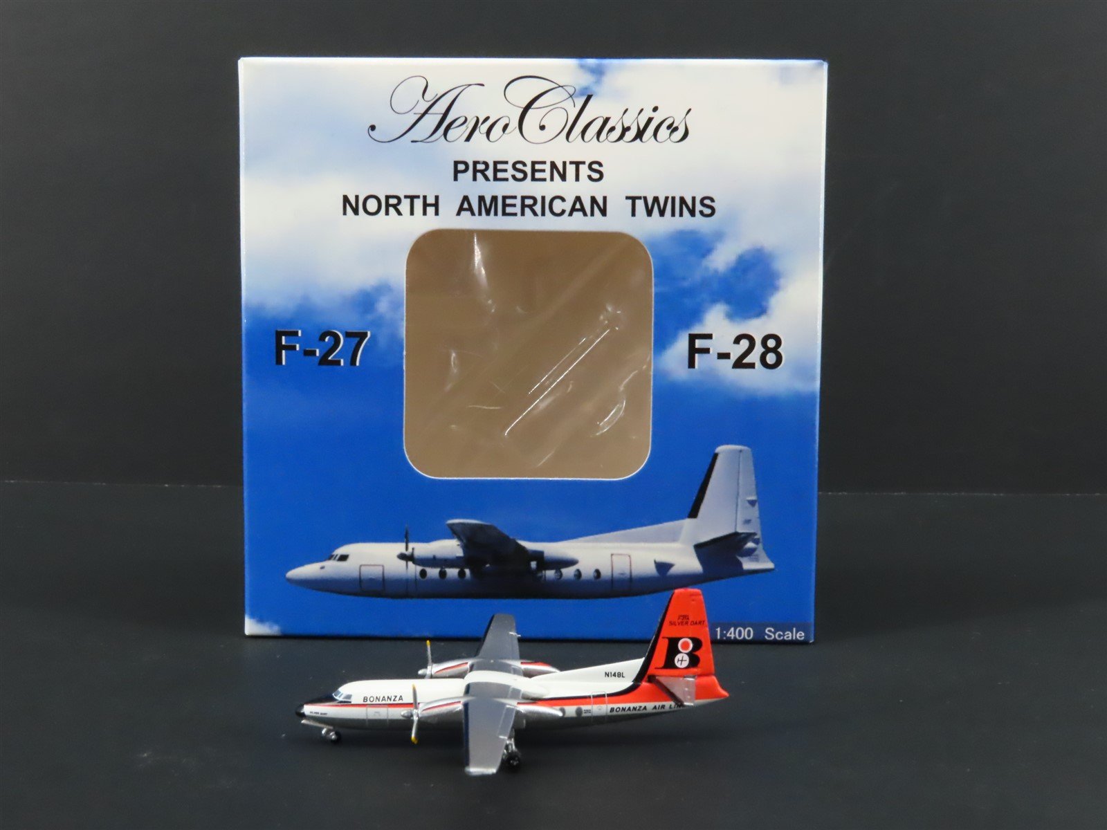 1:400 Scale Aero Classics Bonanza Airlines Fairchild F-27A Airliner N148L