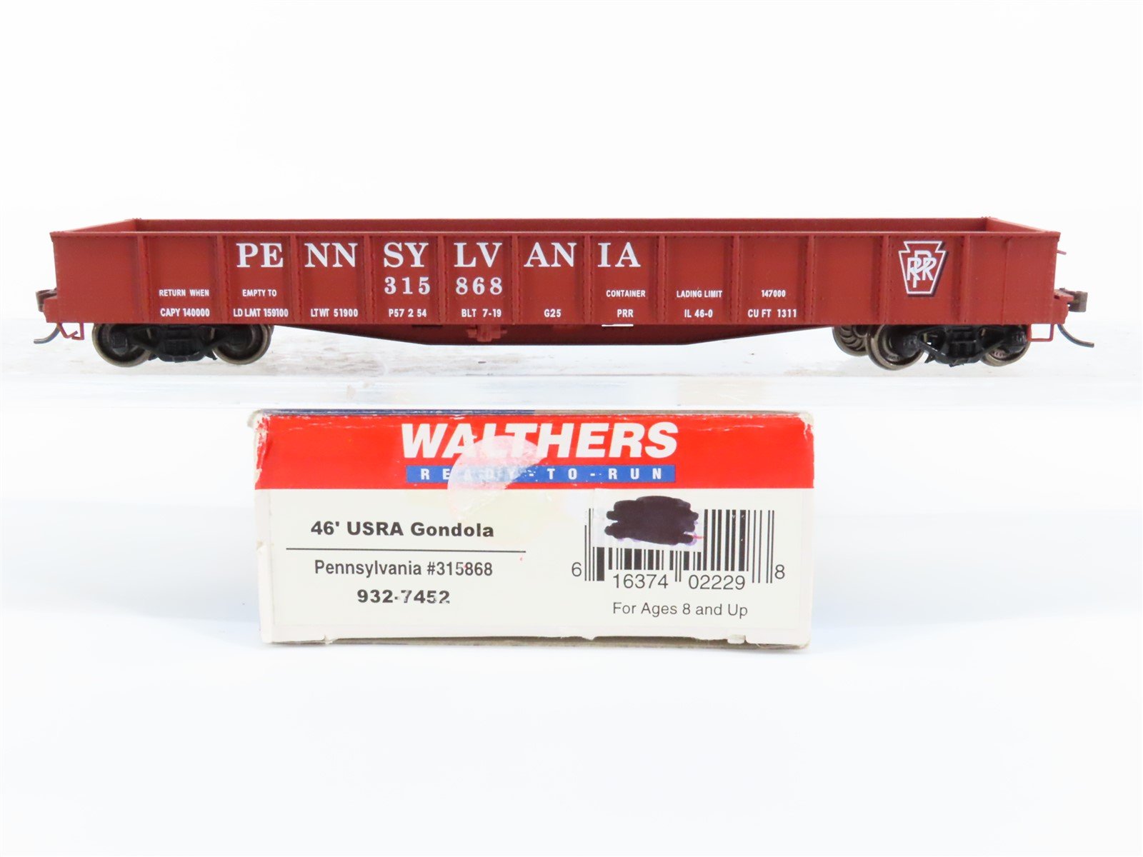 HO Scale Walthers 932-7452 PRR Pennsylvania Railroad 46' USRA Gondola #315868