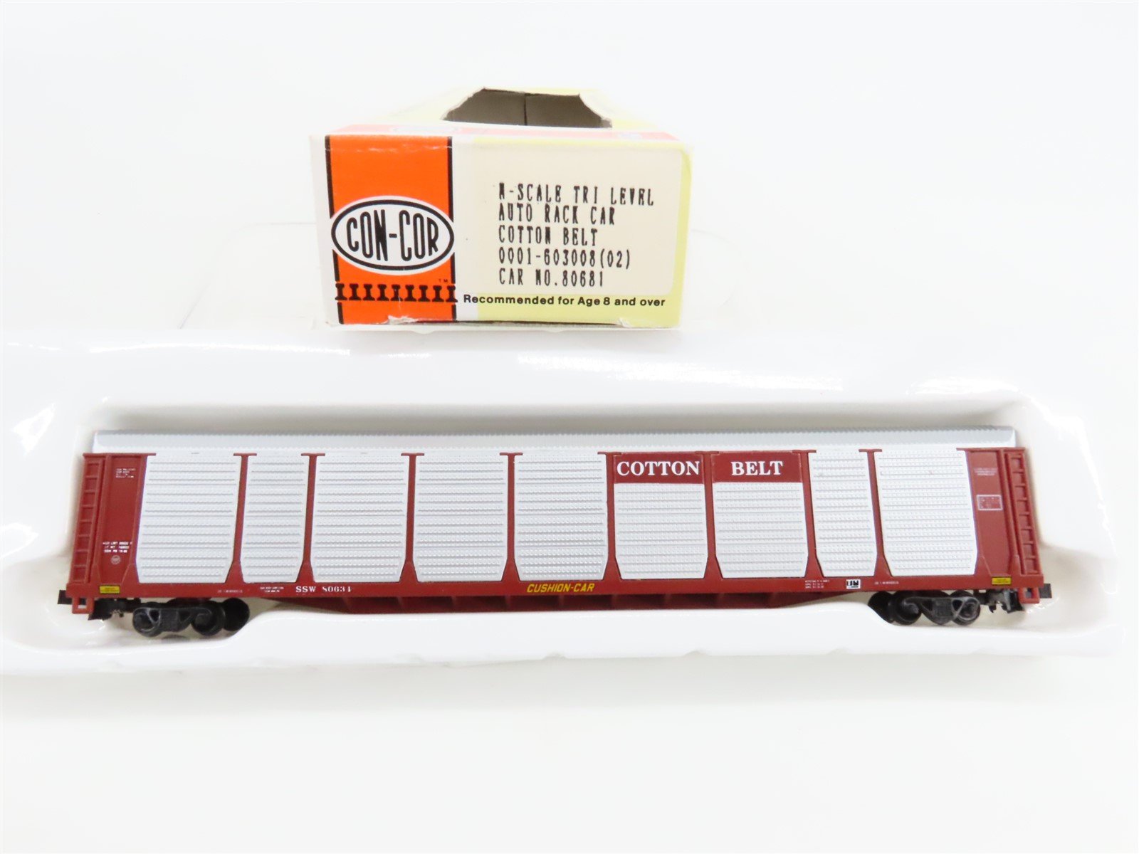 N Con-Cor 0001-603008(02) SSW Cotton Belt Tri-Level Auto-Rack Custom Rd #80634