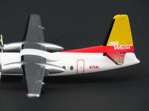 1:400 Aero Classics Die-Cast Air West Ex-Bonanza Turboprop Fokker F-27 Airliner