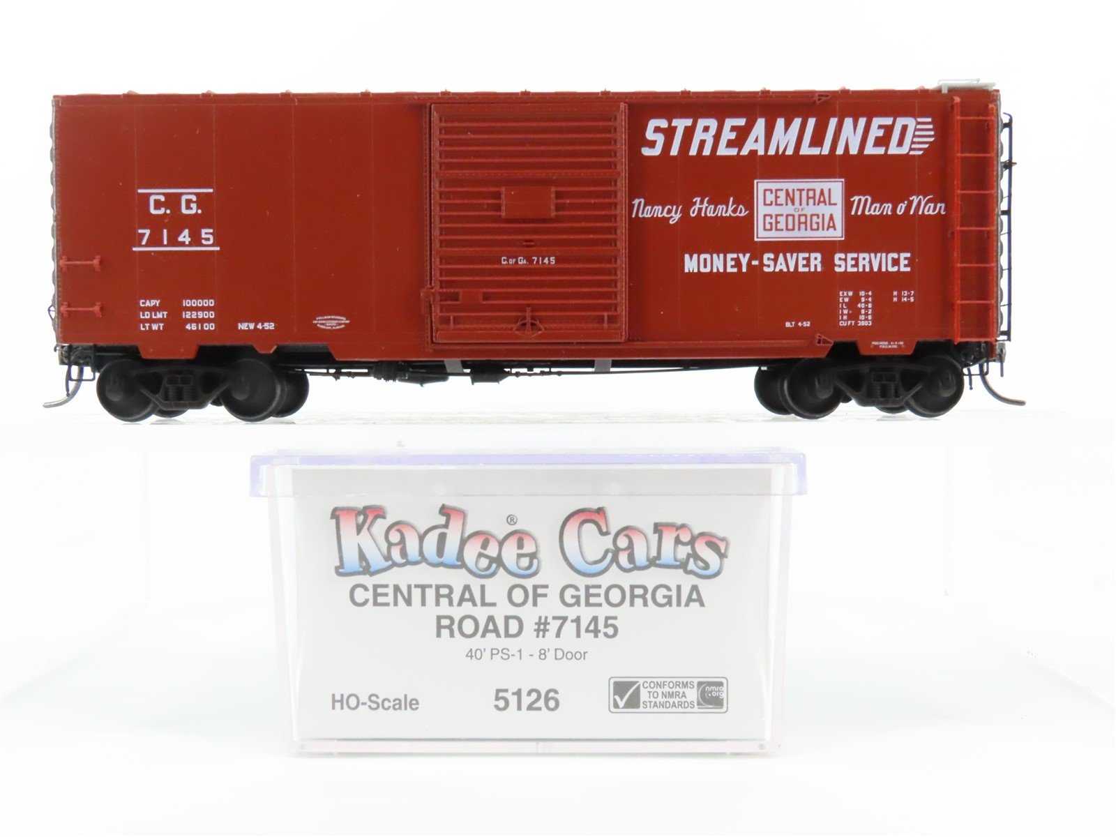 HO Kadee 5126 CG Central of Georgia "Streamlined" 40' PS-1 Box Car #7145