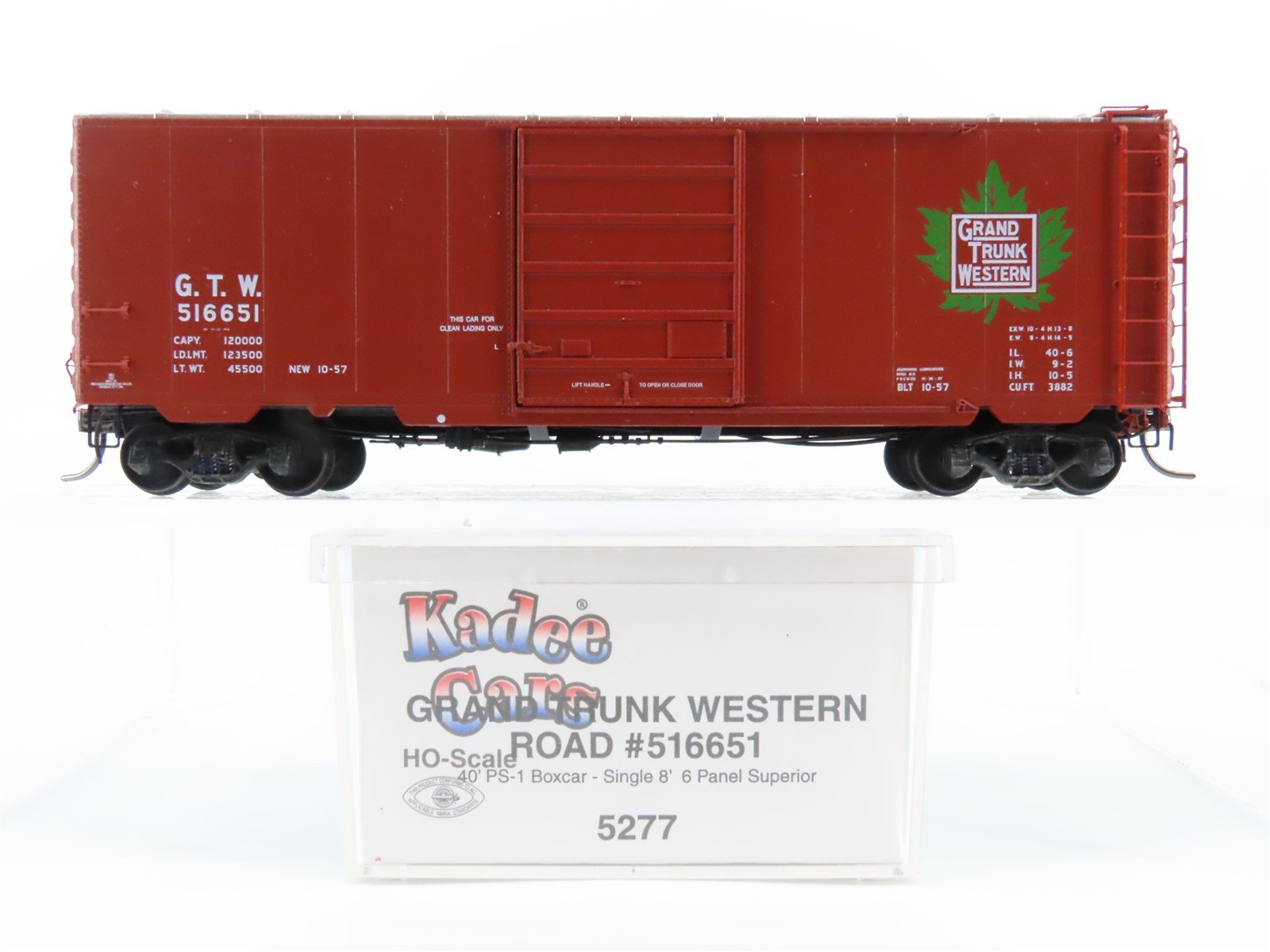 HO Scale Kadee 5277 GTW Grand Trunk Western 40' PS-1 Single Door Box Car #516651