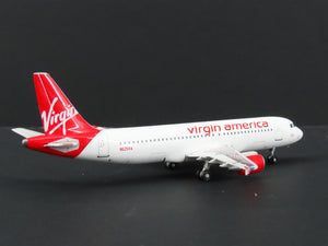 1:400 Scale Die-Cast Virgin America Airbus A320 Airliner N625VA w/Stand