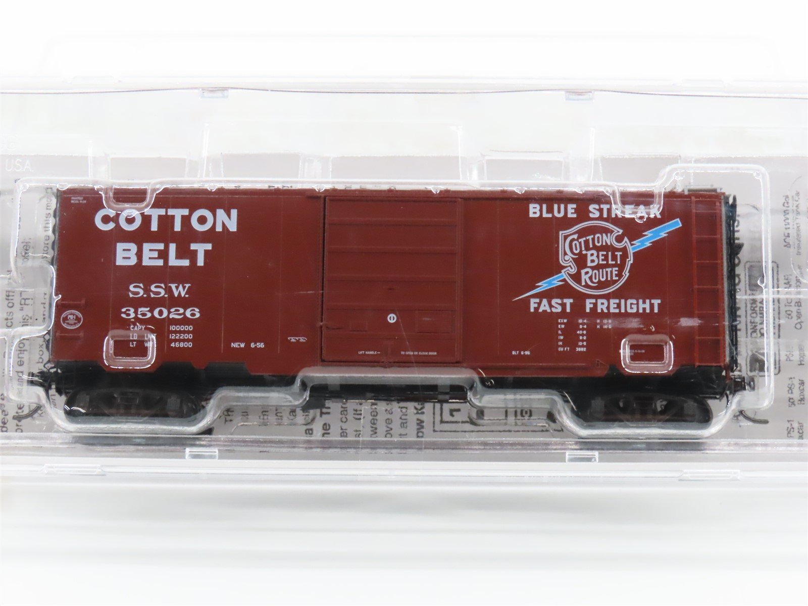 HO Kadee 5321 SSW Cotton Belt "Blue Streak" 40' PS-1 Box Car #35026 - Sealed