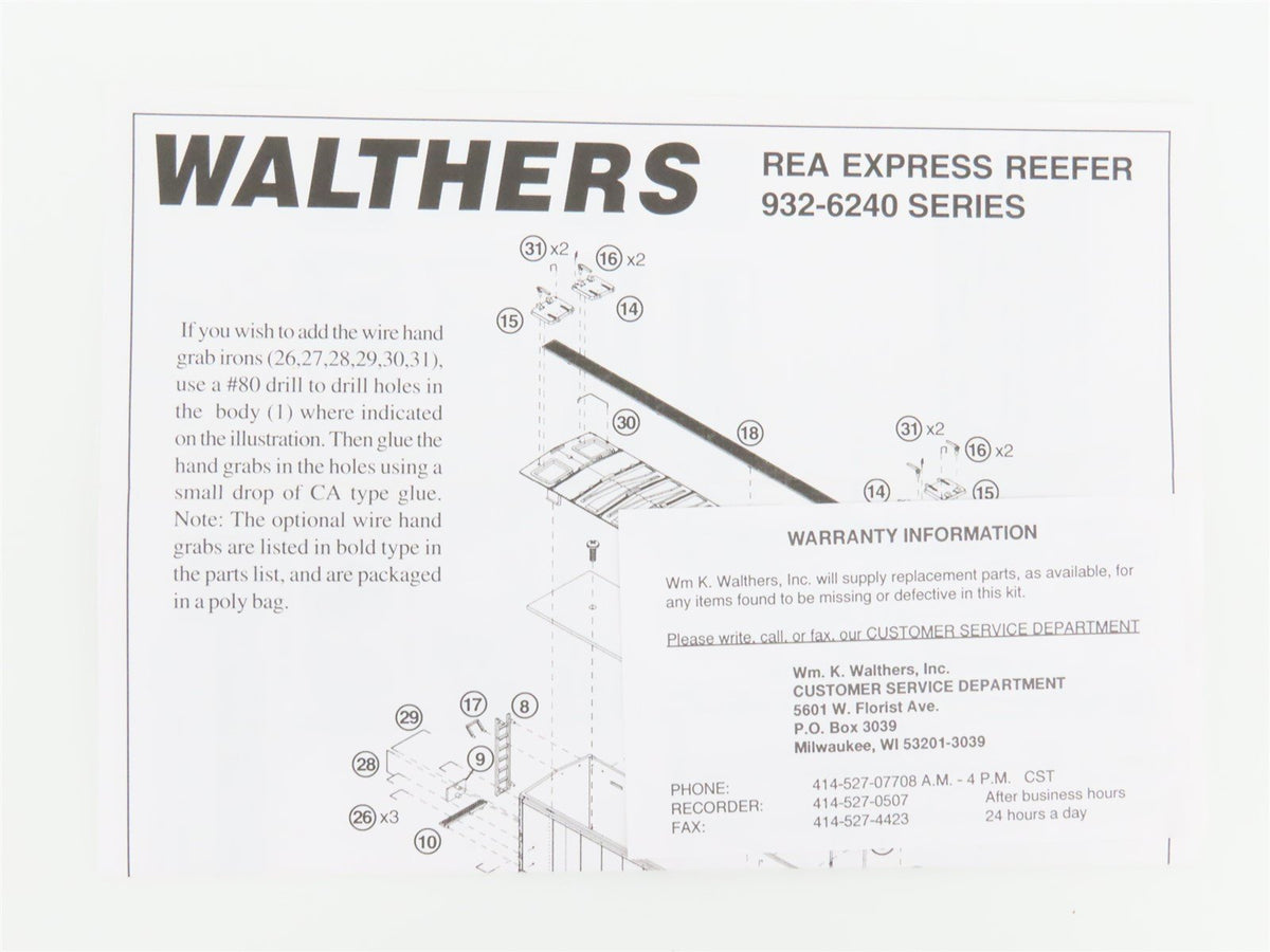 HO Scale Walthers 932-6240 Series REX REA Railway Express Agency 50&#39; Reefer 7677