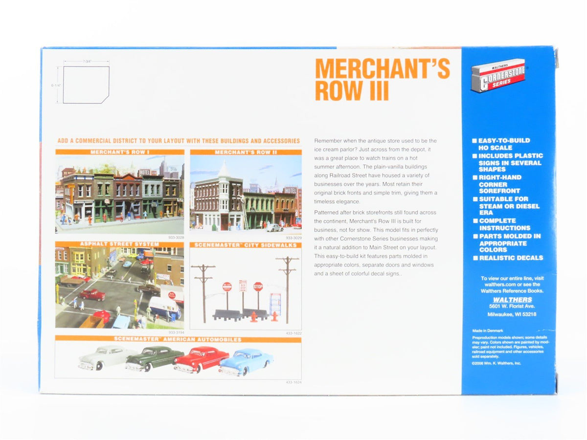 HO 1/87 Scale Walthers Cornerstone Kit #933-3064 Merchant&#39;s Row III