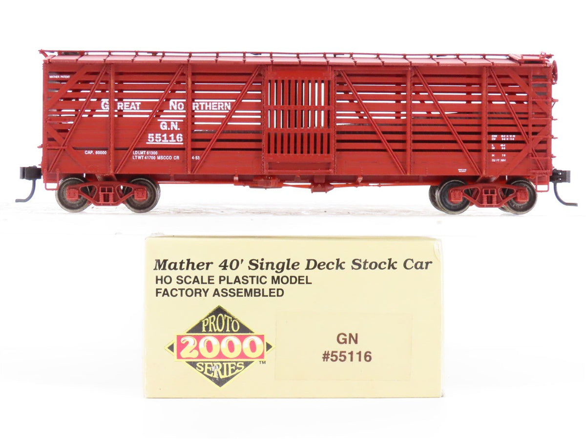 HO Scale PROTO 2000 GN Great Northern Railroad 40&#39; Single Deck Stock Car #55116