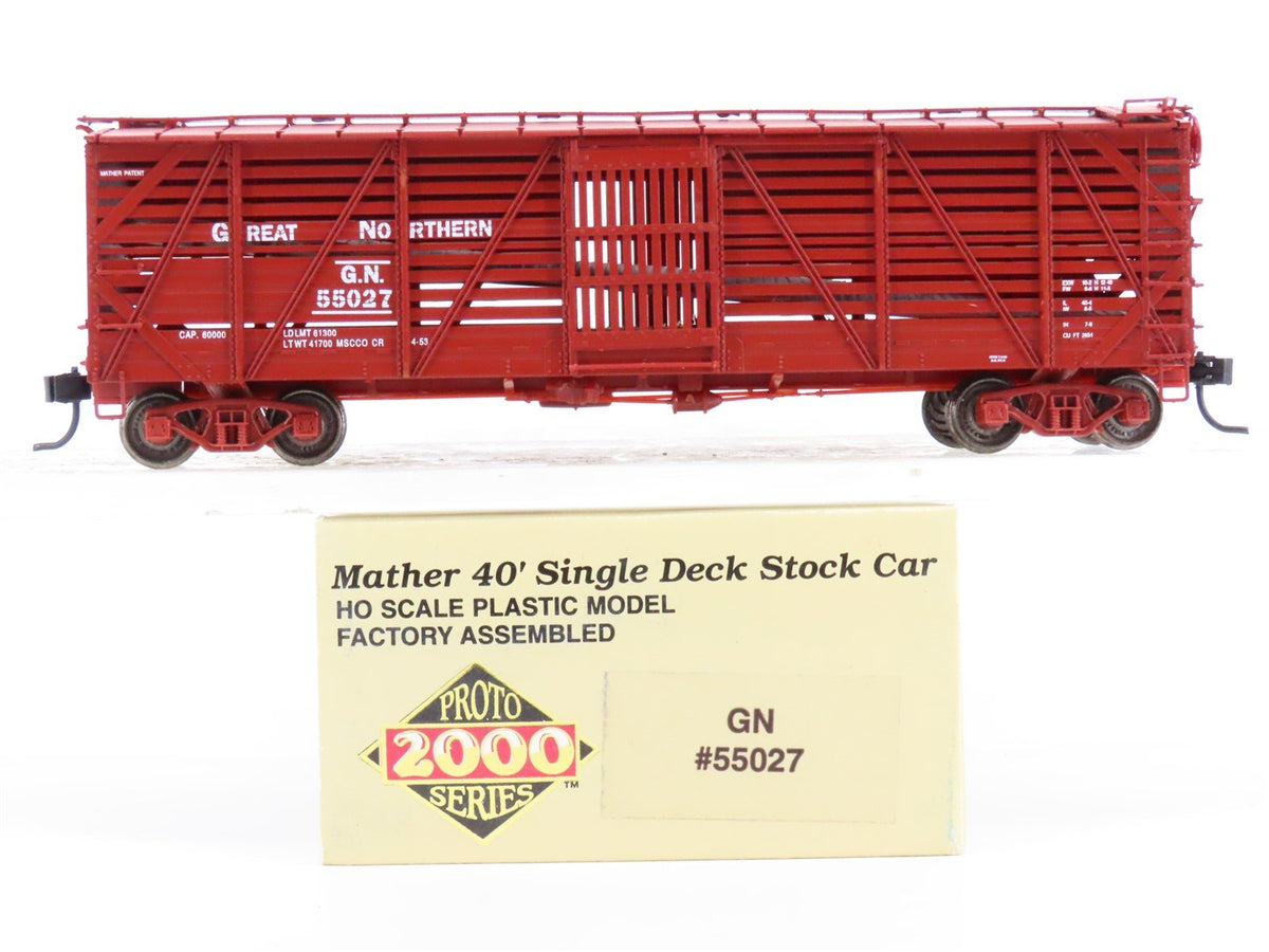 HO Scale PROTO 2000 GN Great Northern Railroad 40&#39; Single Deck Stock Car #55027