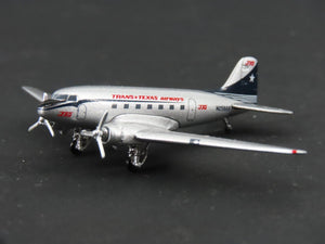 1:400 Aero Classics Die-Cast Trans Texas Air Douglas DC-3 Airliner