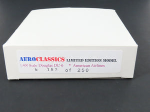 1:400 Aero Classics Die-Cast American Airlines Douglas DC-6 Airliner