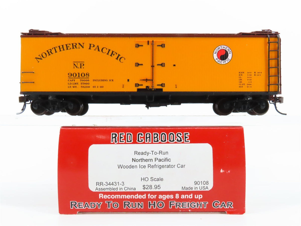 HO Scale Red Caboose RR-34431-3 NP Northern Pacific Wooden Ice Reefer #90108